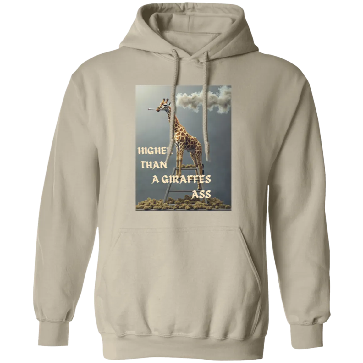 HigherThanAGiraffesAss Comfortable 8oz Unisex Hoodie – "Higher Than a Giraffe’s Ass" Funny Graphic Hoodie with Durable Stitching, Double-Layer Hood & Pouch Pocket
