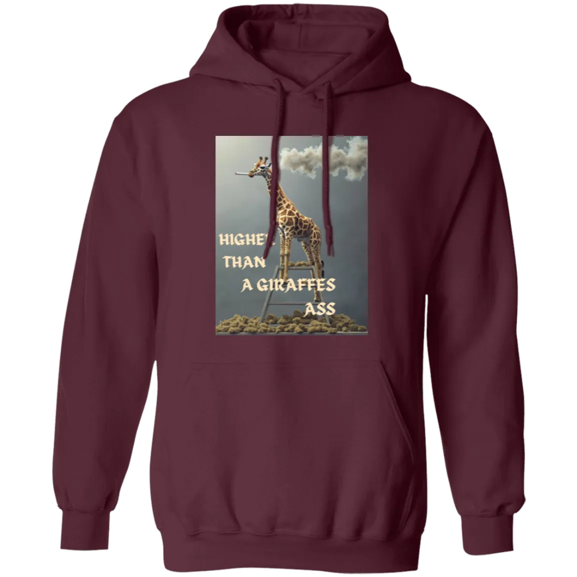 HigherThanAGiraffesAss Comfortable 8oz Unisex Hoodie – "Higher Than a Giraffe’s Ass" Funny Graphic Hoodie with Durable Stitching, Double-Layer Hood & Pouch Pocket
