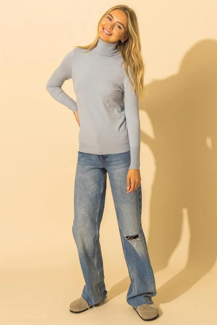 Hyfve Double Zero Basic Turtleneck Sweater In Pale Pink or Smoke Blue