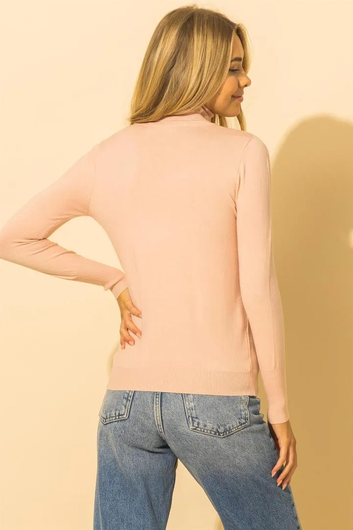 Hyfve Double Zero Basic Turtleneck Sweater In Pale Pink or Smoke Blue