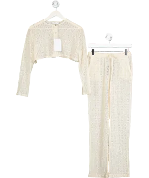 HYPHEN STORE Cream 2-piece Nude Lace Co-ord Set UK 8
