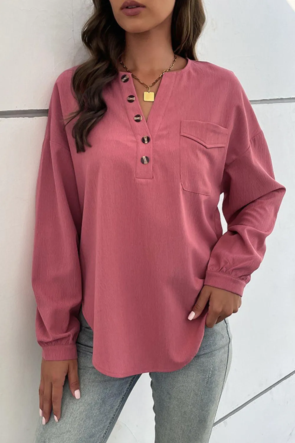 Independent Half Button Blouse