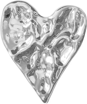 Irregular Hammered Chunky Large Heart Brooch Stainless Steel Pin for Women Men Fashion Statement Love Hearted Lapel Brooches Wedding Party Clothes Badge Bags Hats Suit Sweater Cornate Trendy Jewelry