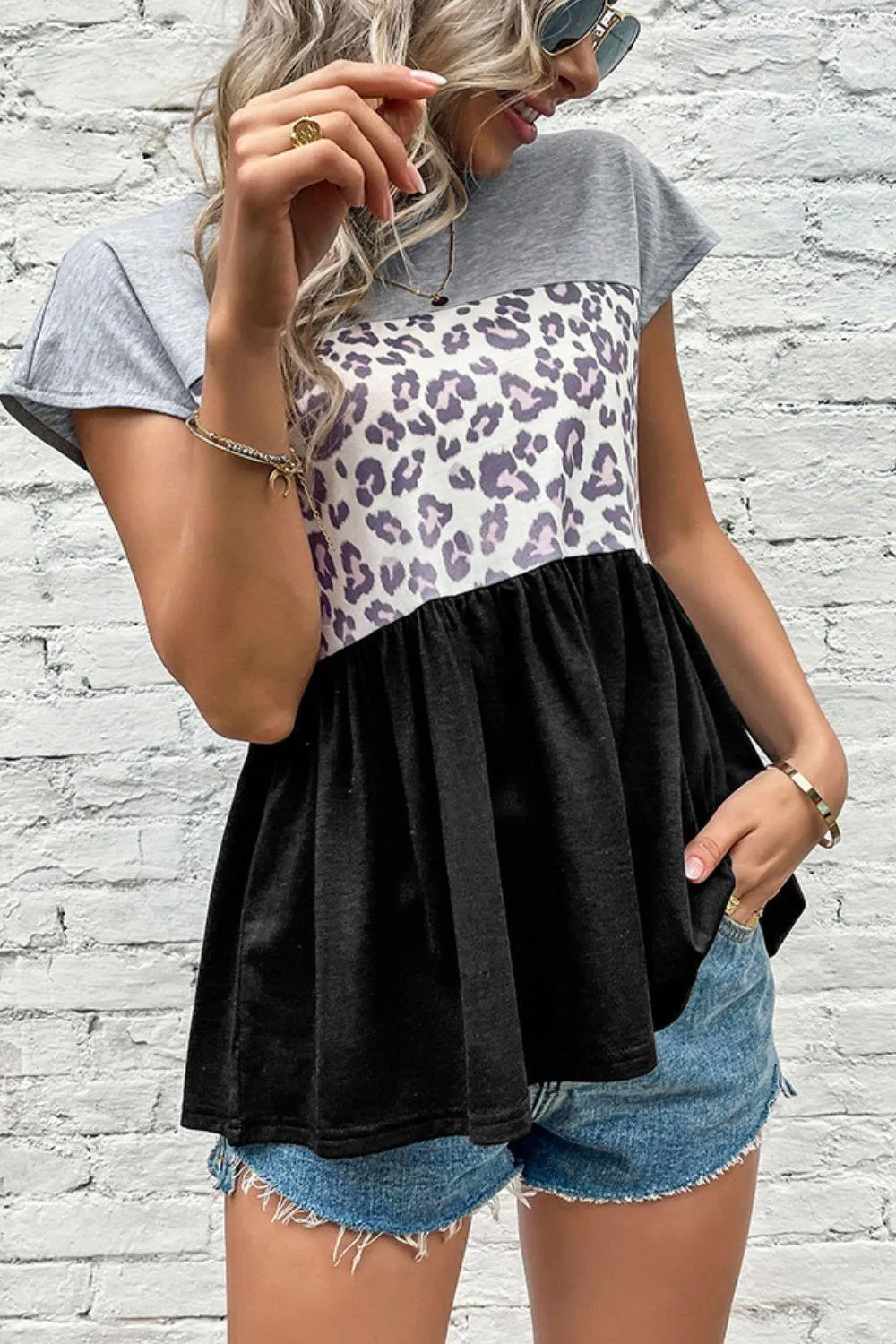Keep Cool Leopard Babydoll Blouse