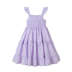 Kids (7-14) Lavender Ruffle Delight Dress | White Flowers