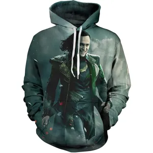 LoKi Hoodie Mens 3D Printed Green Pullover Sweatshirt Cosplay Costume