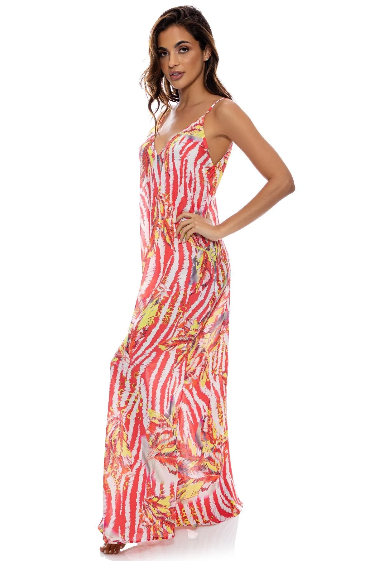 Luli Fama Love Me Wild Spaghetti Strap Long Dress