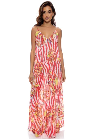 Luli Fama Love Me Wild Spaghetti Strap Long Dress