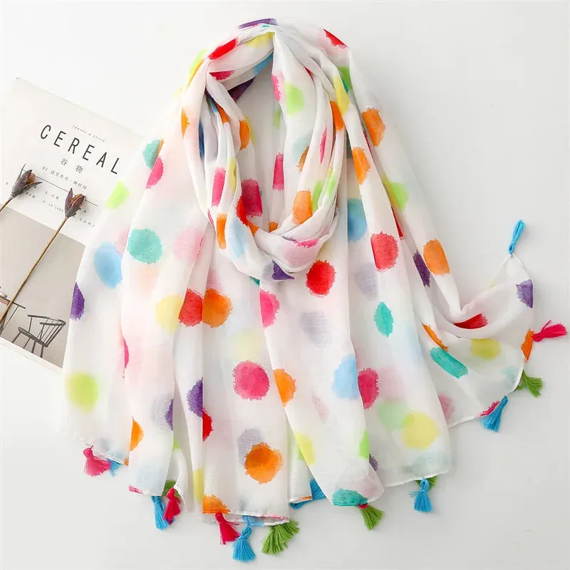 Luxury Dot Cotton Shawl - Large Pashmina Hijab