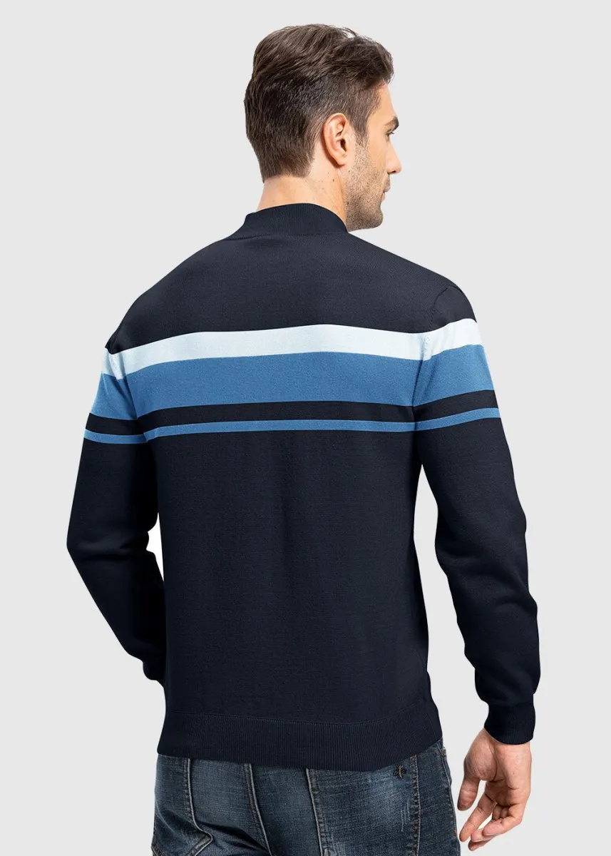 Men's 1/4 Zip Stripe Pullover Polo Sweaters