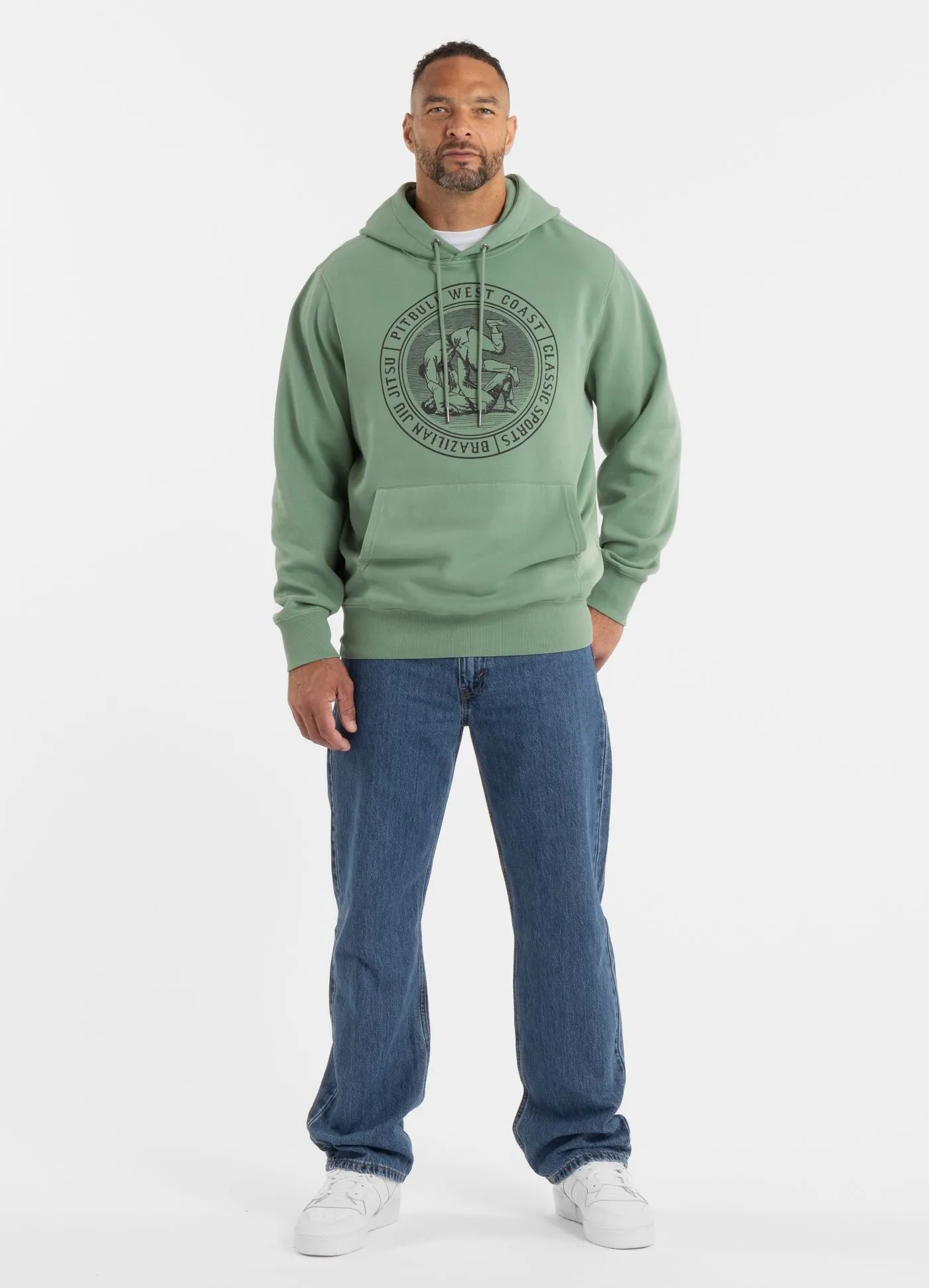 Men's Hoodie Washed VINTAGE BJJ - Washed green