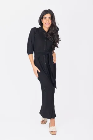 NAOMI DRESS 3/4 SLEEVES (BLACK)