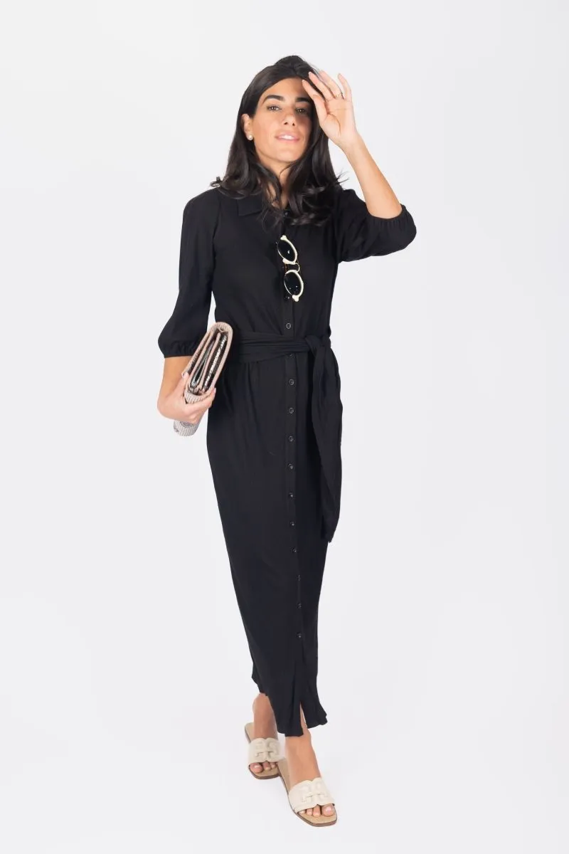 NAOMI DRESS 3/4 SLEEVES (BLACK)