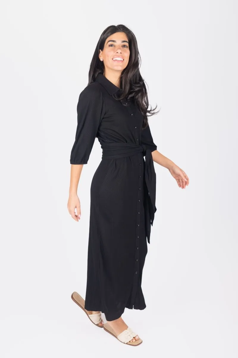 NAOMI DRESS 3/4 SLEEVES (BLACK)