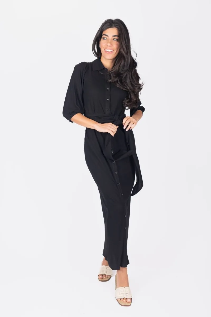 NAOMI DRESS 3/4 SLEEVES (BLACK)