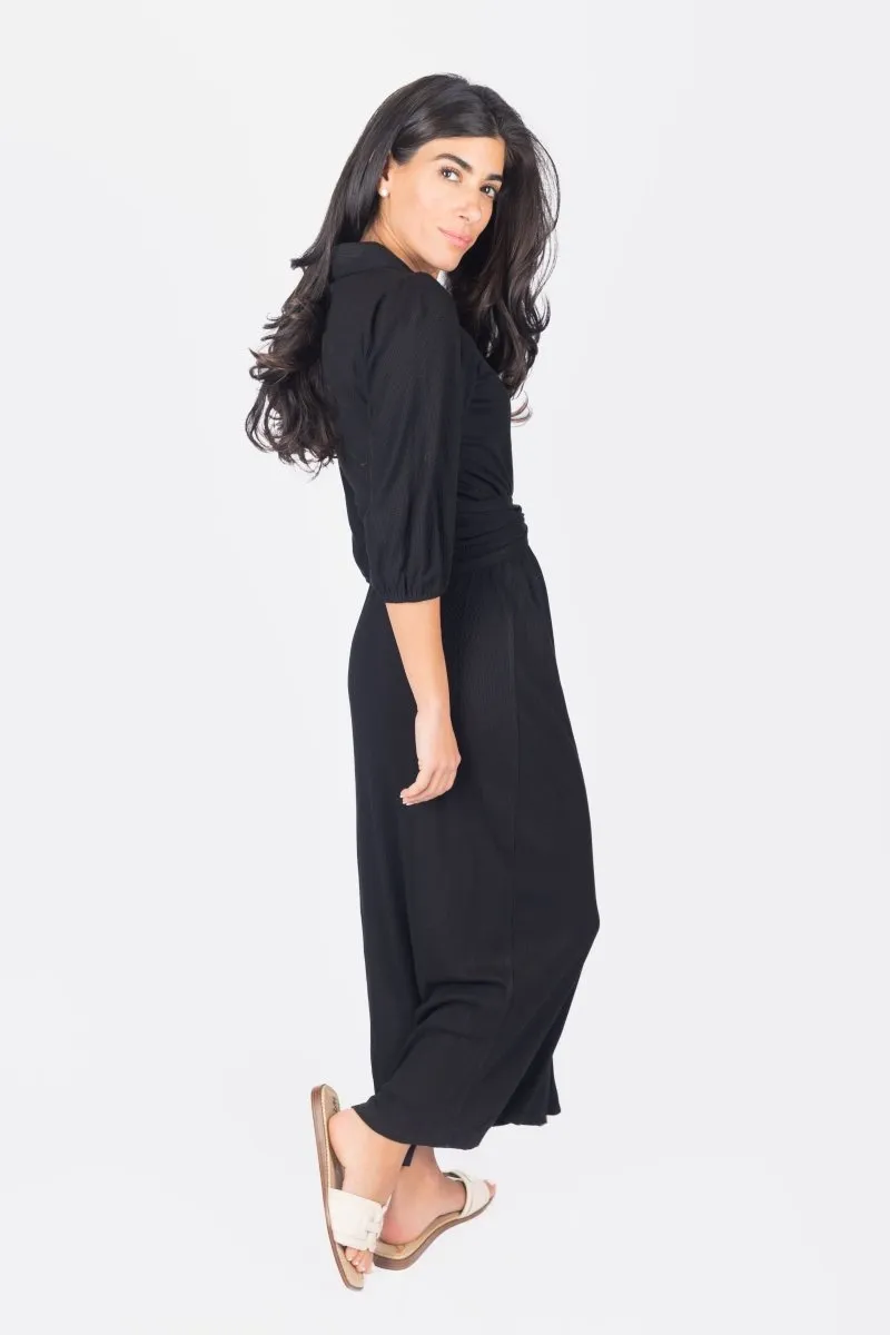 NAOMI DRESS 3/4 SLEEVES (BLACK)