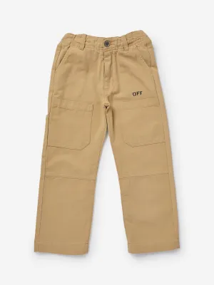 Off-White Boys Diagonal Outline Worker Trousers in Beige