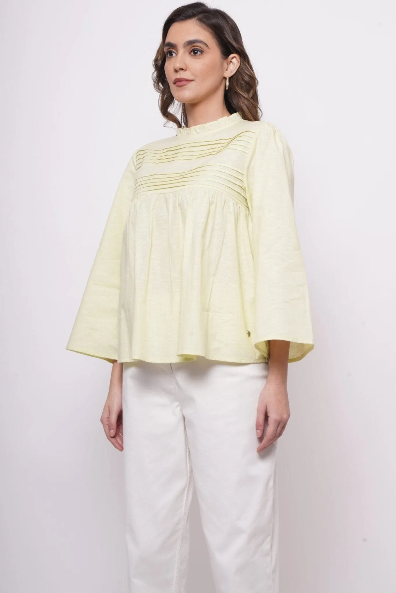 Office Wear Pintuck Mint Green Top