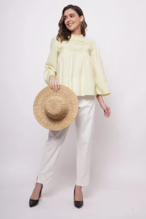 Office Wear Pintuck Mint Green Top