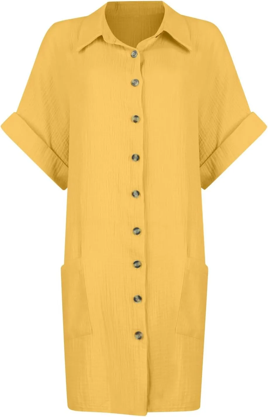 Palaver Summer Dresses for Women 2025 Casual Button Down Short Sleeve Tshirt Dress Beach Vacation Midi Dresses with Pockets