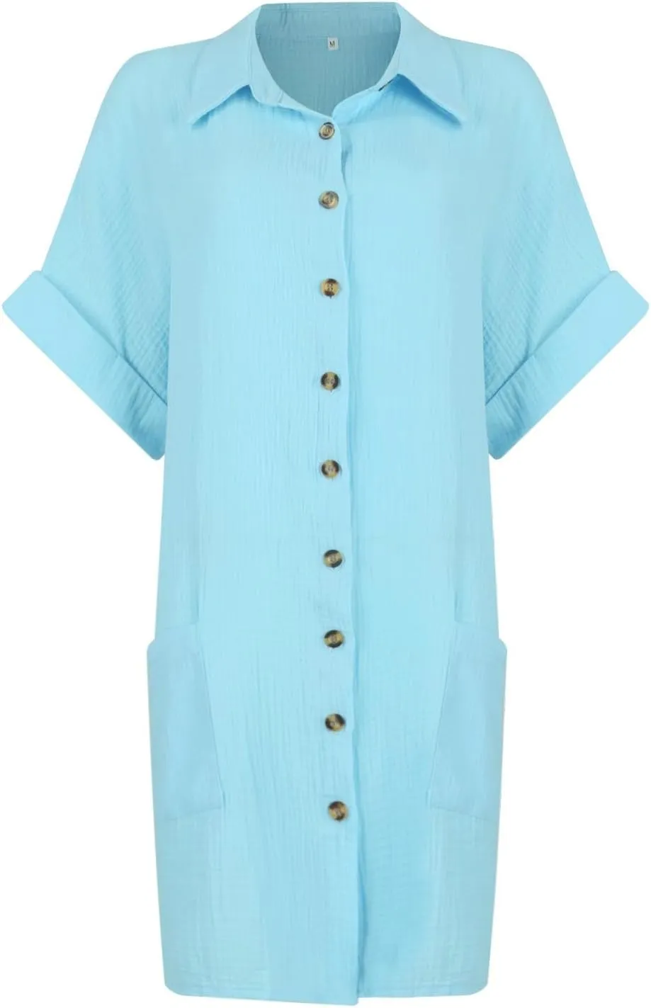 Palaver Summer Dresses for Women 2025 Casual Button Down Short Sleeve Tshirt Dress Beach Vacation Midi Dresses with Pockets