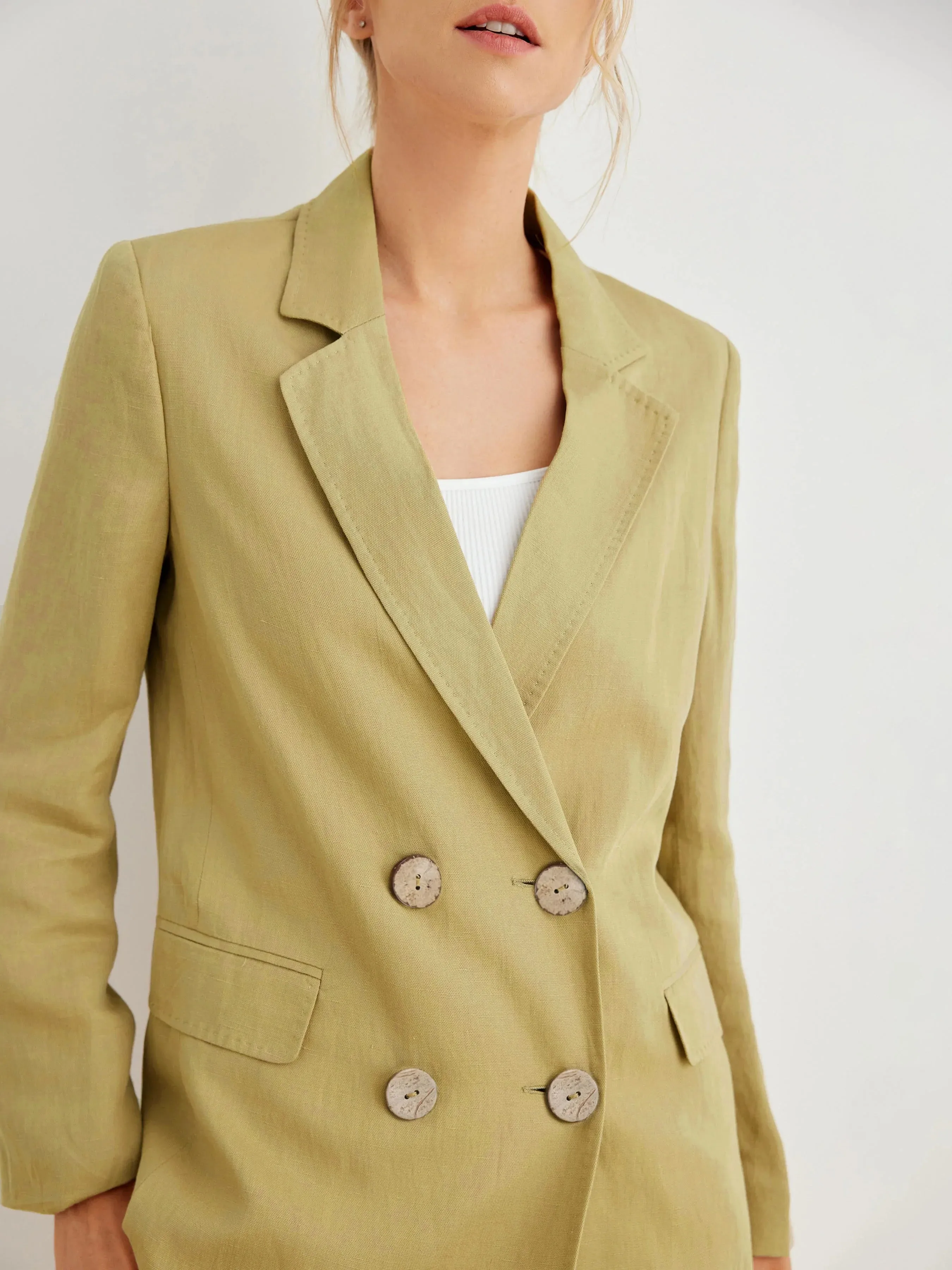 Peyton 100% Linen Double-Breasted Boyfriend Blazer