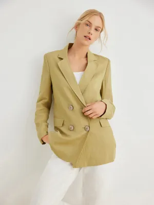 Peyton 100% Linen Double-Breasted Boyfriend Blazer