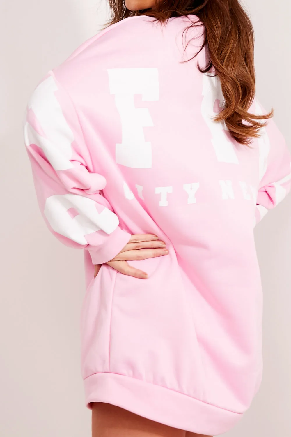 Pink Buffalo Slogan Oversized Sweatshirt Jumper Dress
