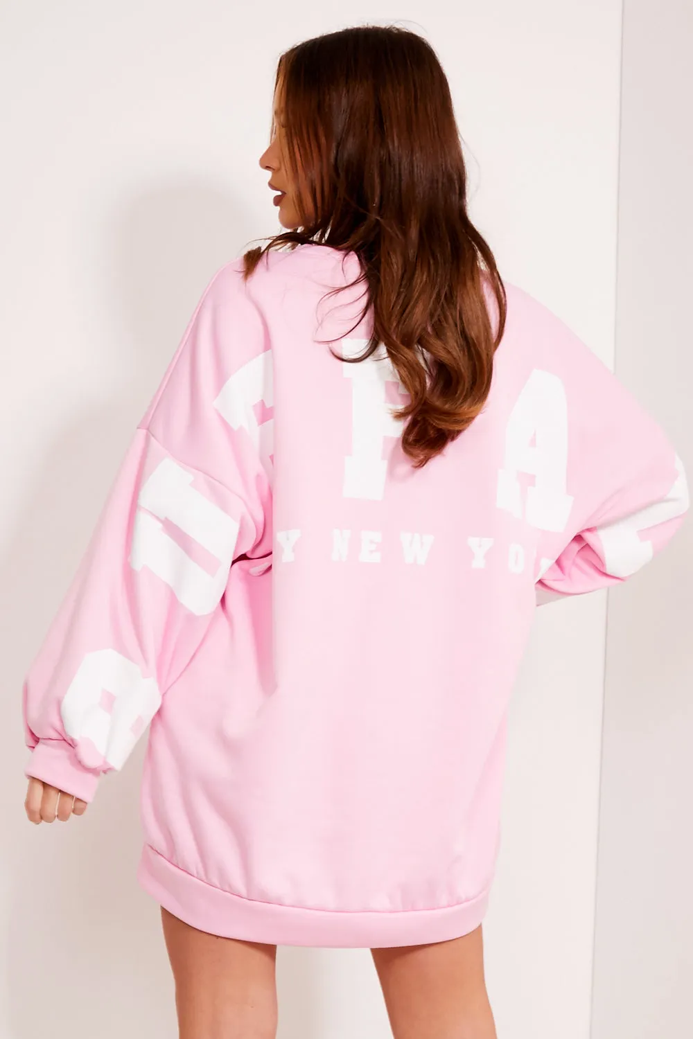 Pink Buffalo Slogan Oversized Sweatshirt Jumper Dress