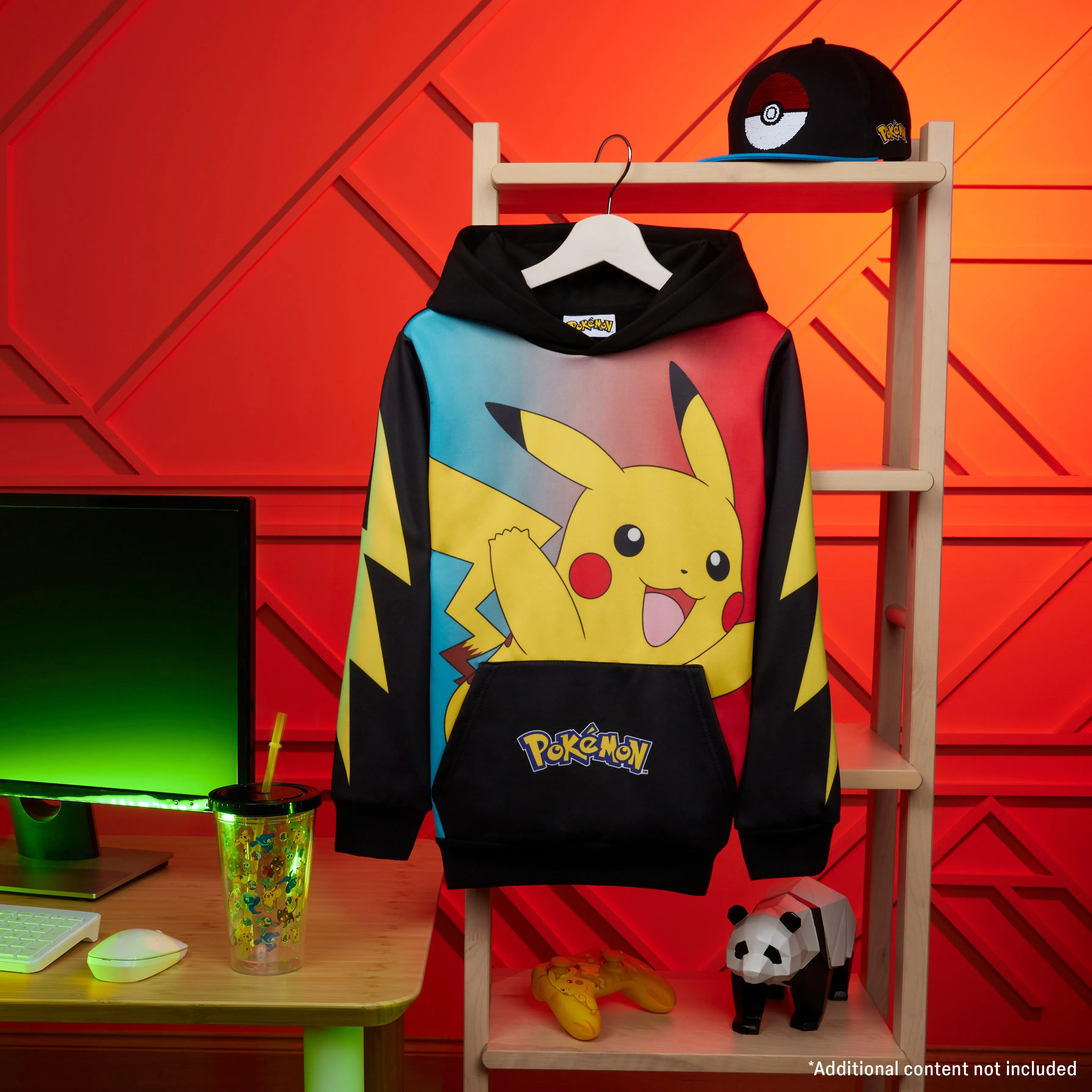 Pokemon Boys Hoodie with Cuffed Sleeves, Kangaroo Pocket - Black/Multi Pikachu