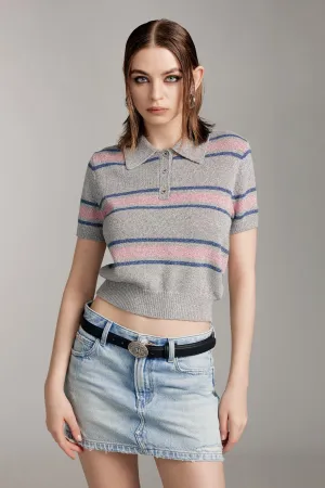 Polo Collar Colour Contrast Knit Wear