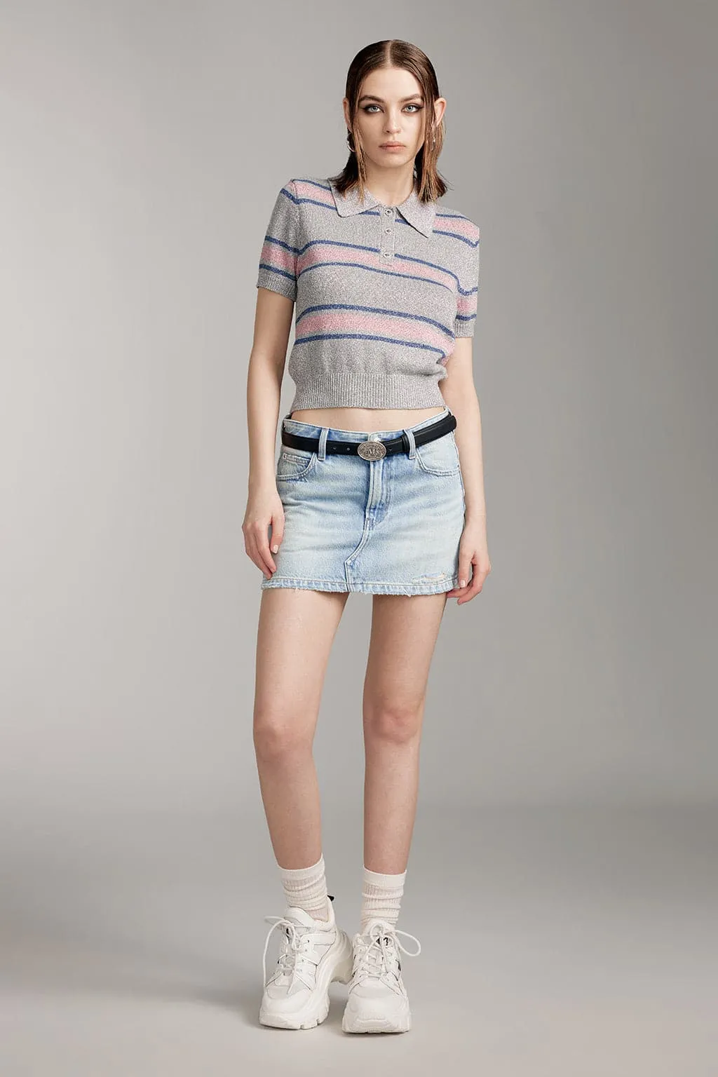 Polo Collar Colour Contrast Knit Wear