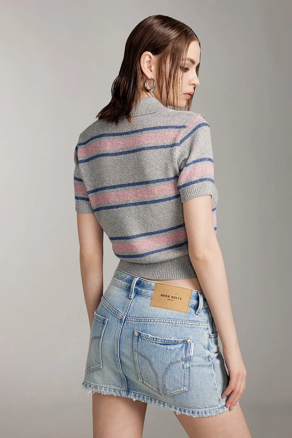 Polo Collar Colour Contrast Knit Wear