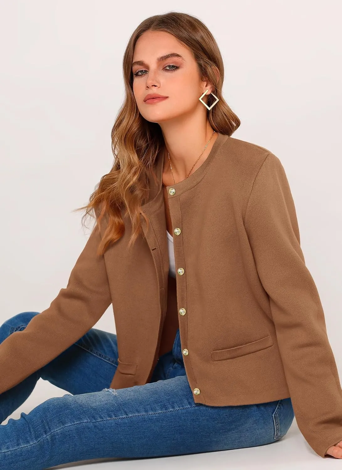 PRETTYGARDEN Women's Winter Cardigan Sweaters Button Down Open Front Long Sleeve Knit Cardigans Shirt Trendy Outerwear
