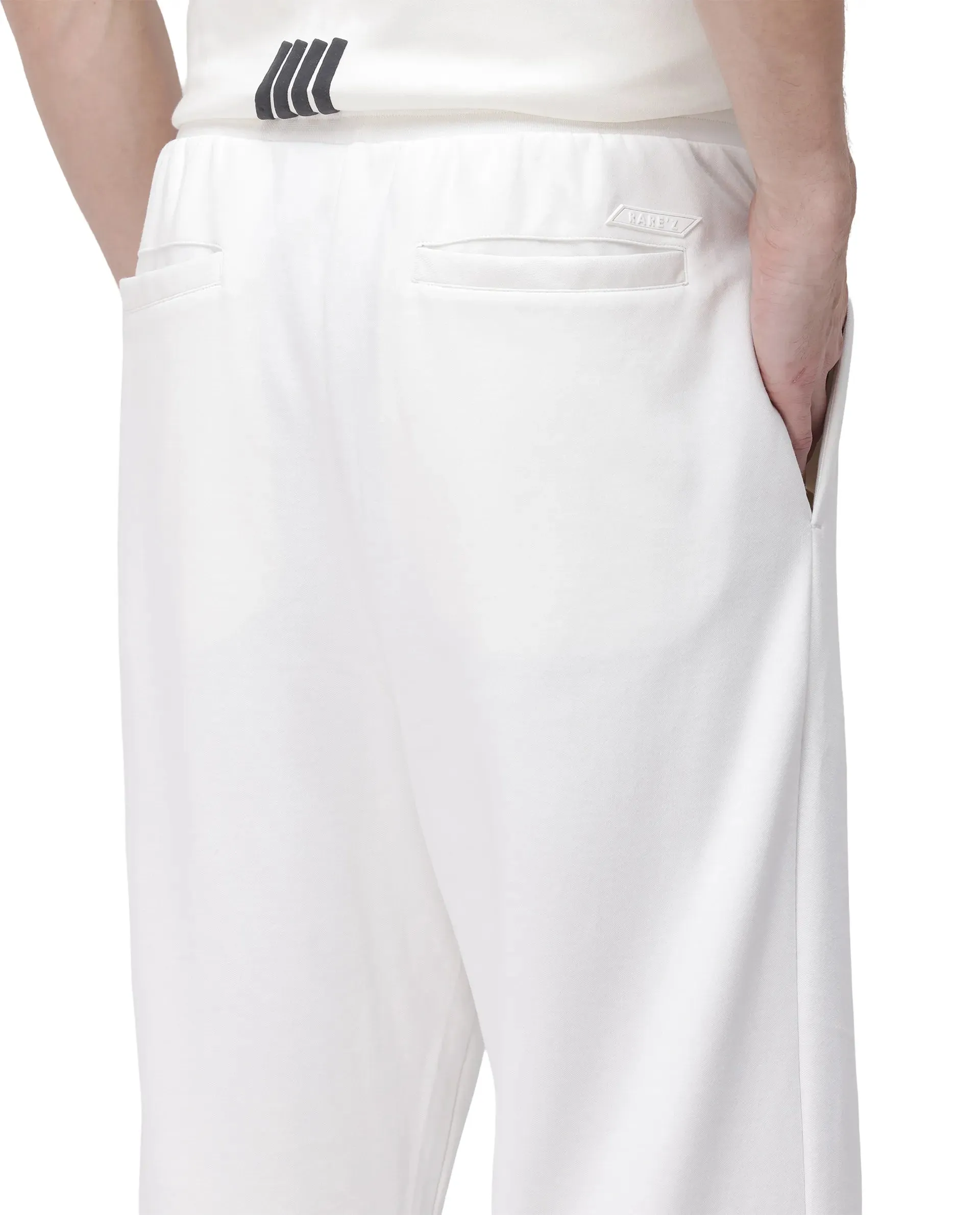 Rare Rabbit Men Dalton Off White Cotton Elastane Fabric Plain Trouser