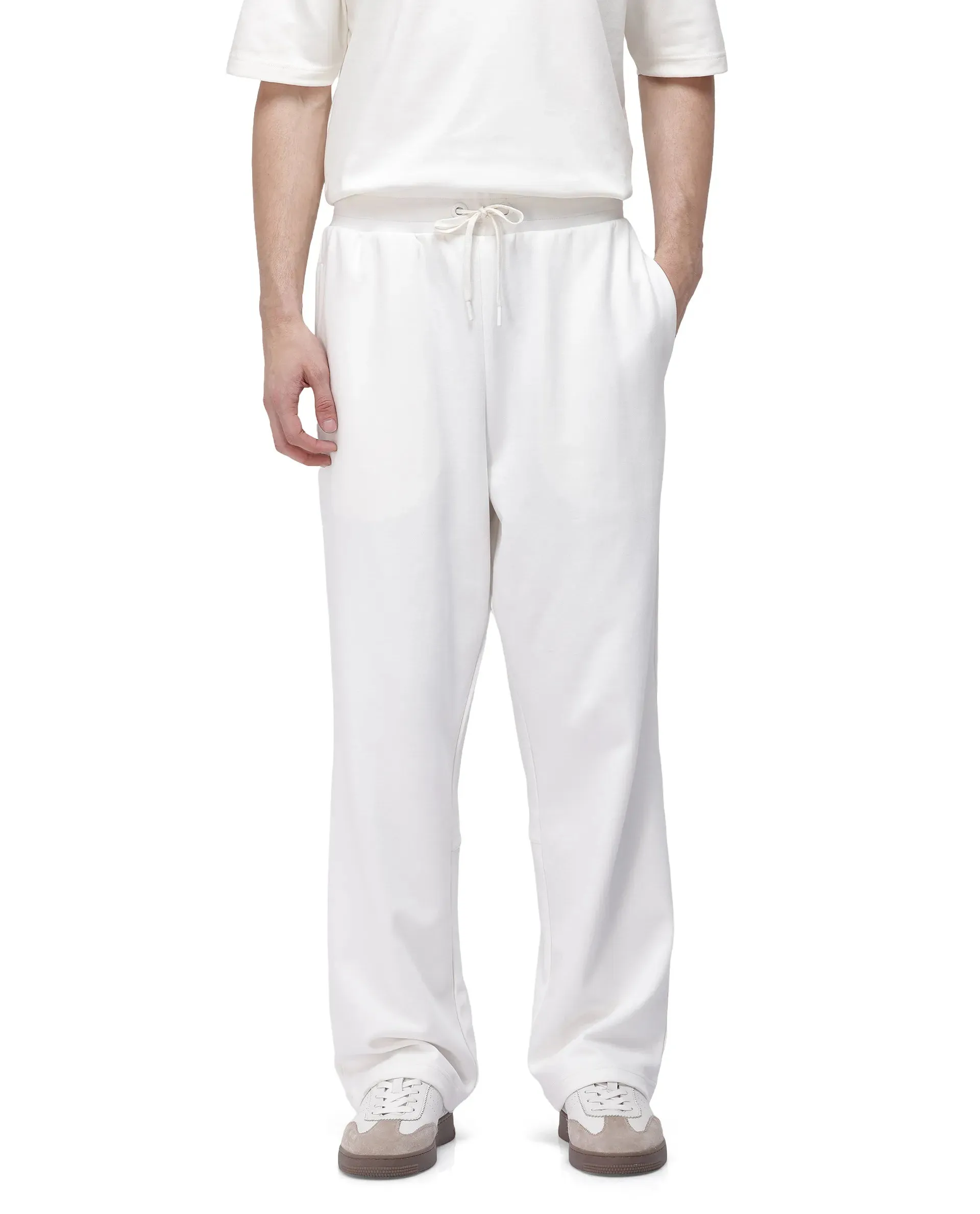 Rare Rabbit Men Dalton Off White Cotton Elastane Fabric Plain Trouser