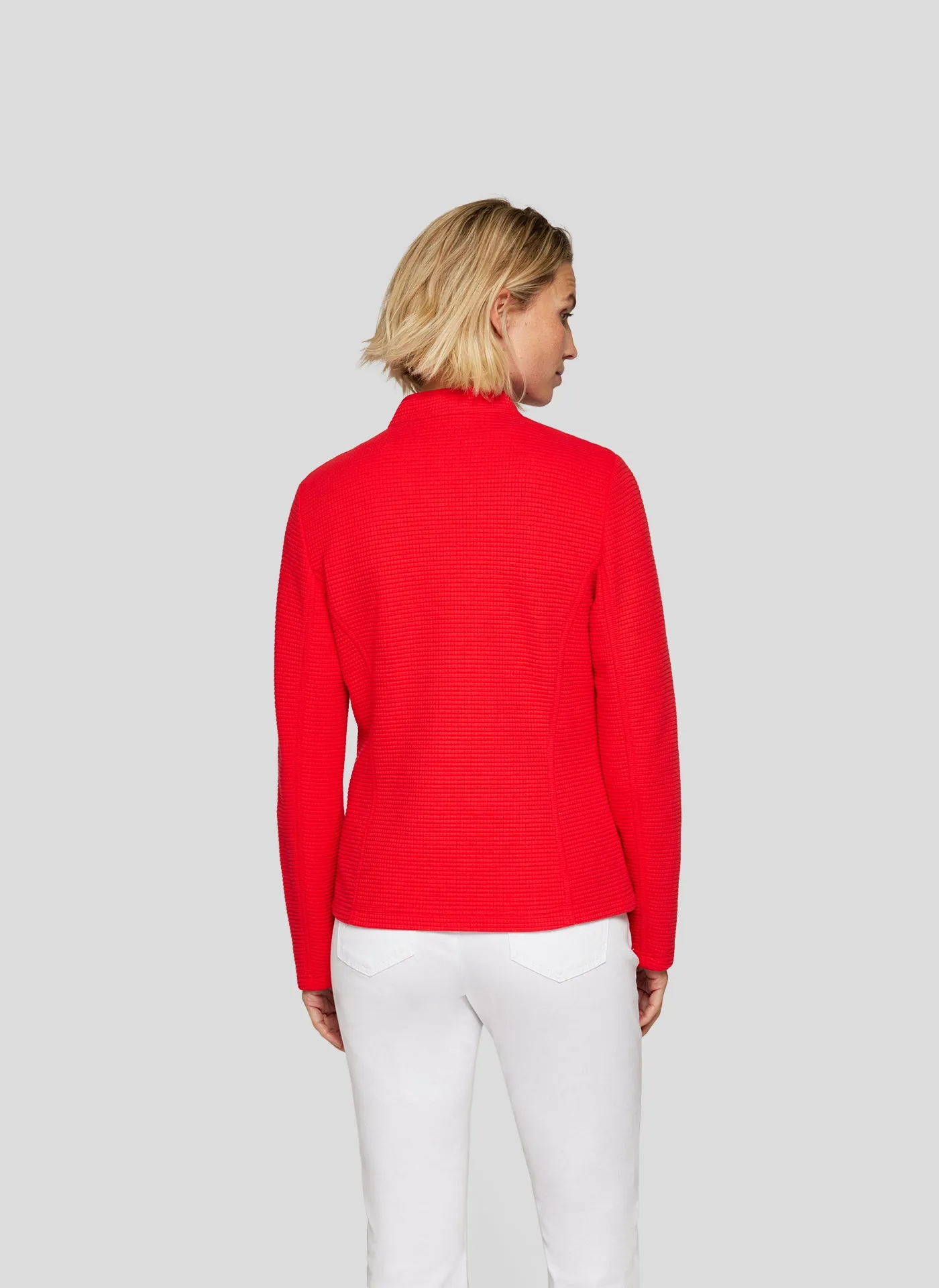 Red Textured Zip Up Jacket