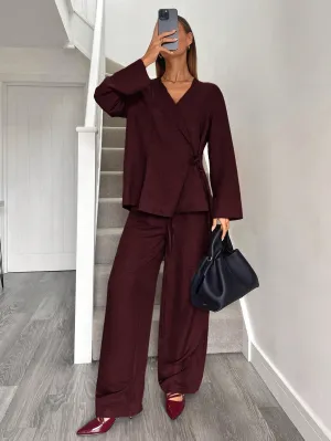 SHEIN Siren Gaze Women's Blazers Burgundy Set Suit Suits