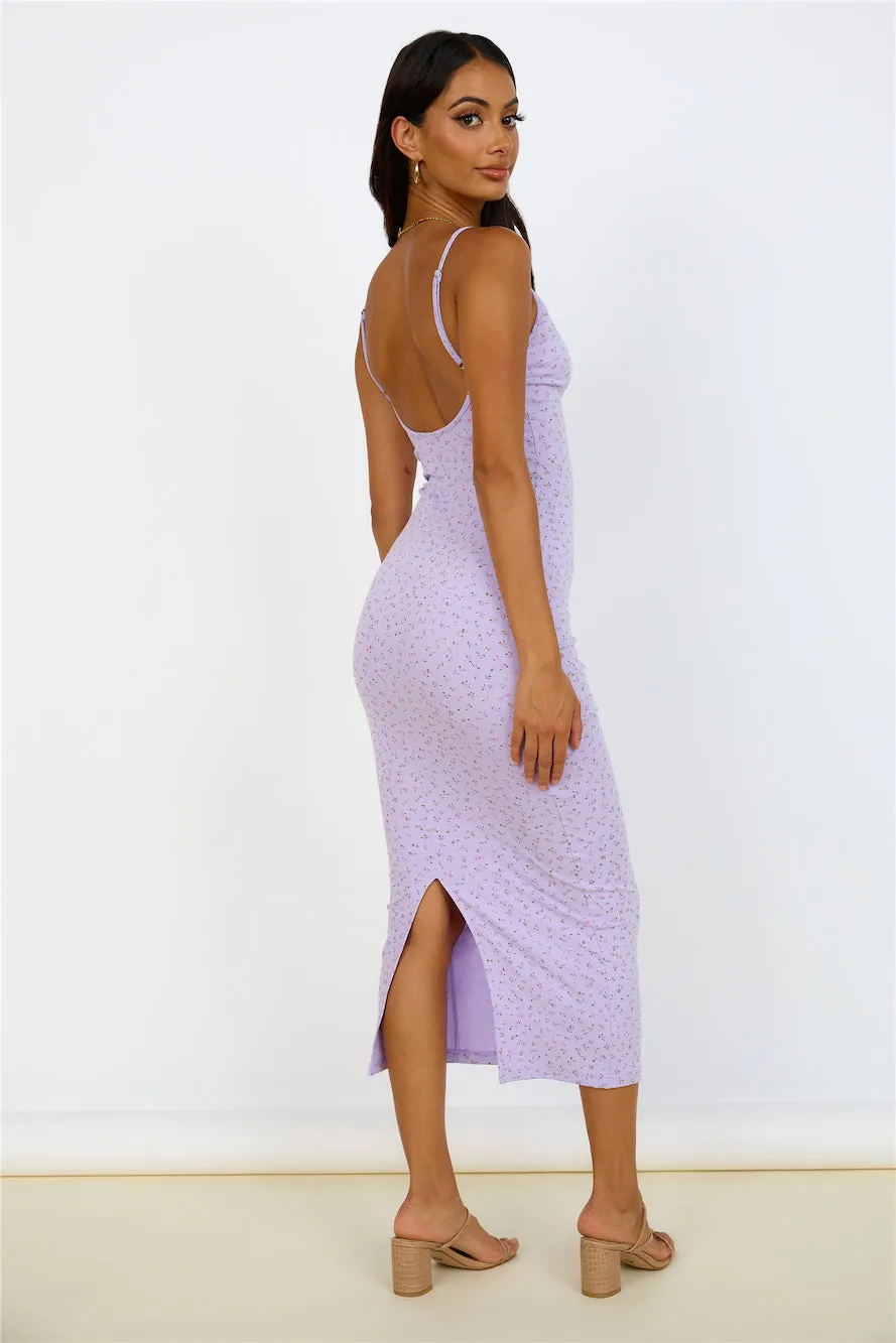 SNDYS Elora Midi Dress Lilac Floral
