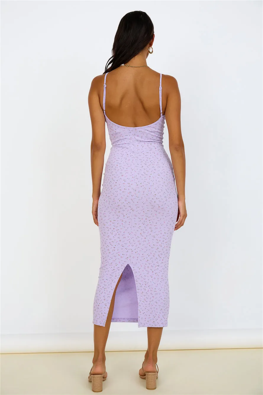 SNDYS Elora Midi Dress Lilac Floral