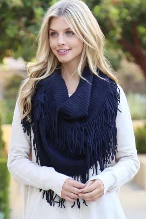 Solid Infinity Fringed Scarf