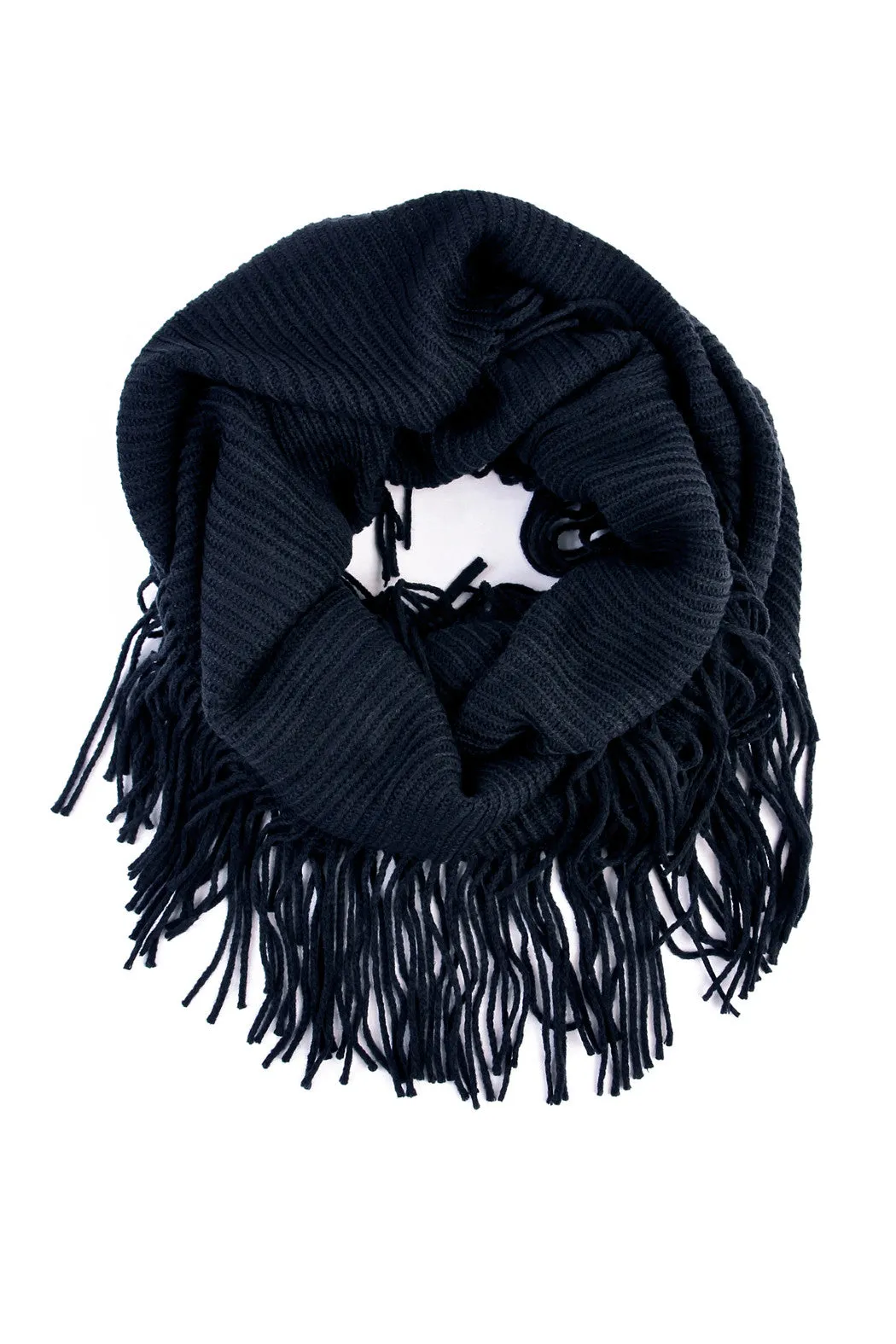 Solid Infinity Fringed Scarf