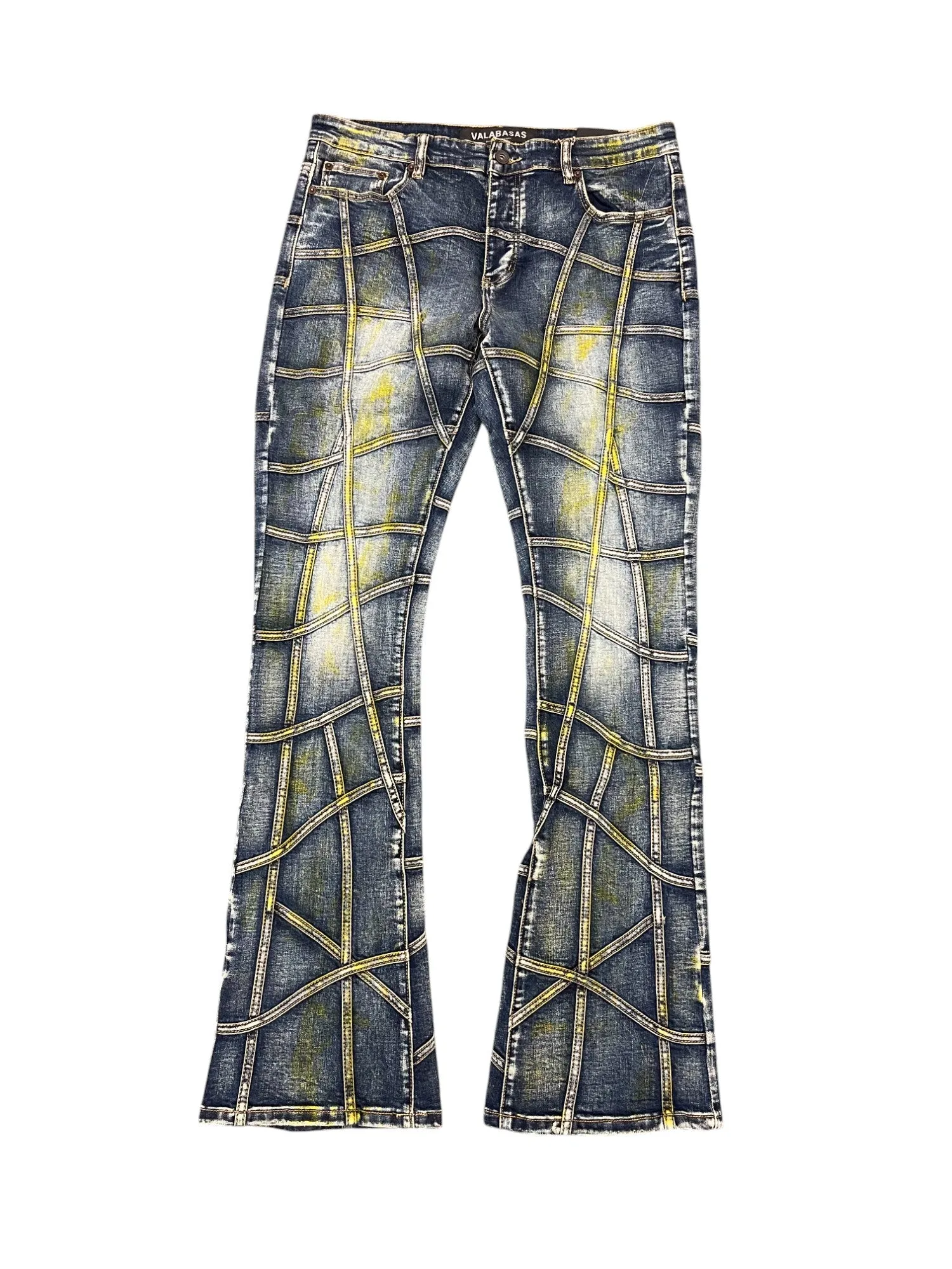 “STREAK”  VINTAGE WASH STACKED FLARE DENIM