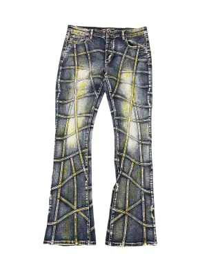 “STREAK”  VINTAGE WASH STACKED FLARE DENIM