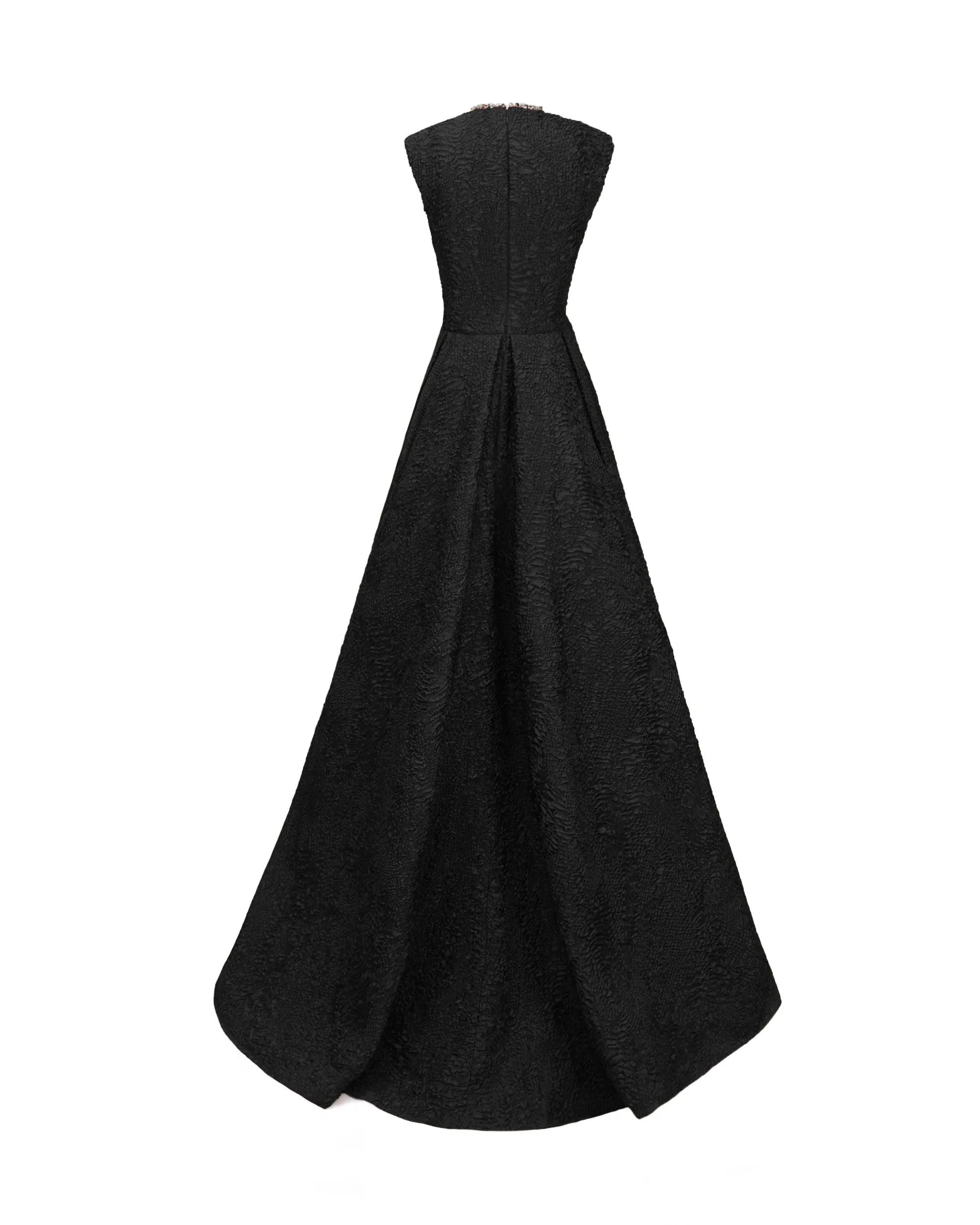 Structured Shoulder Black Dress