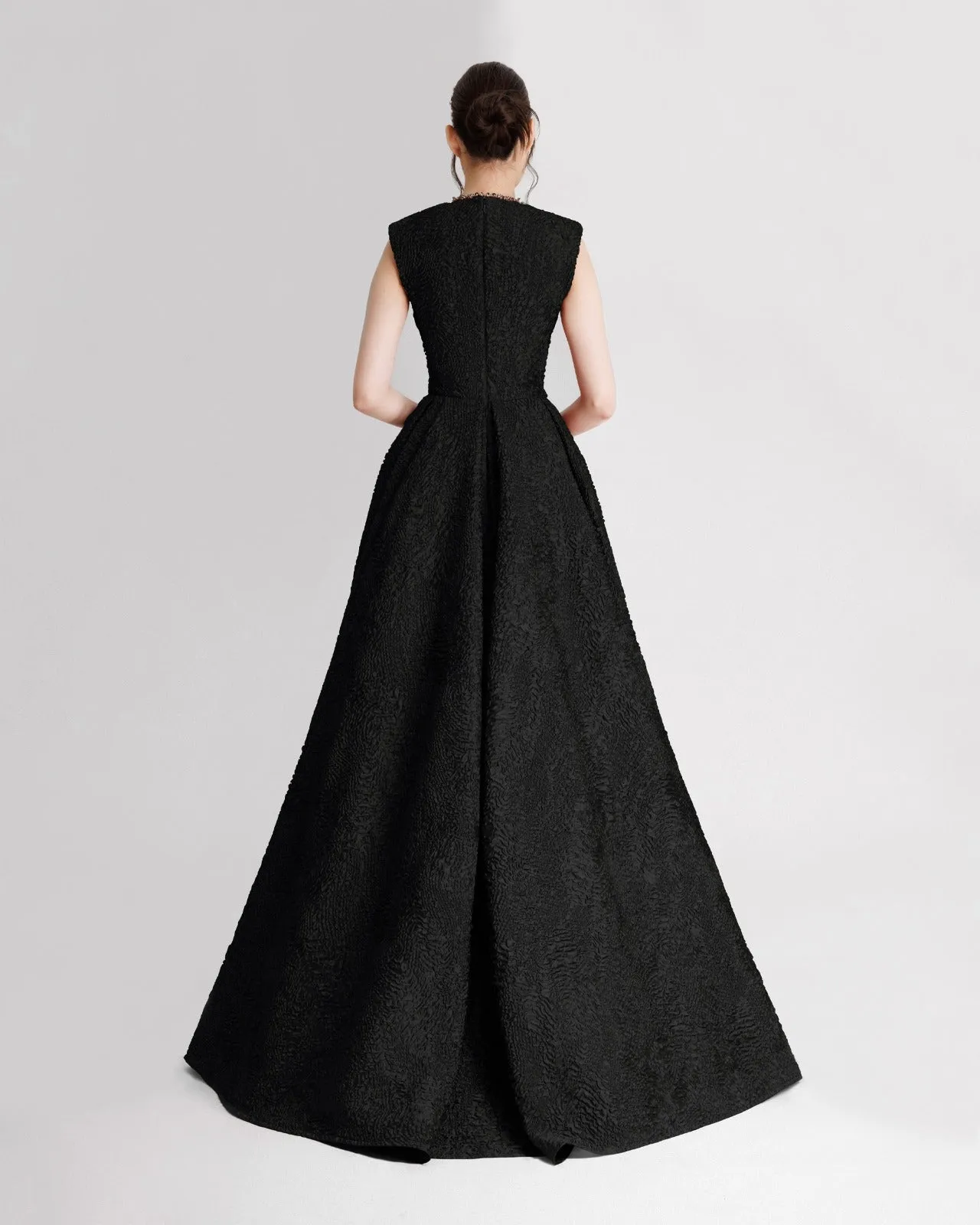 Structured Shoulder Black Dress