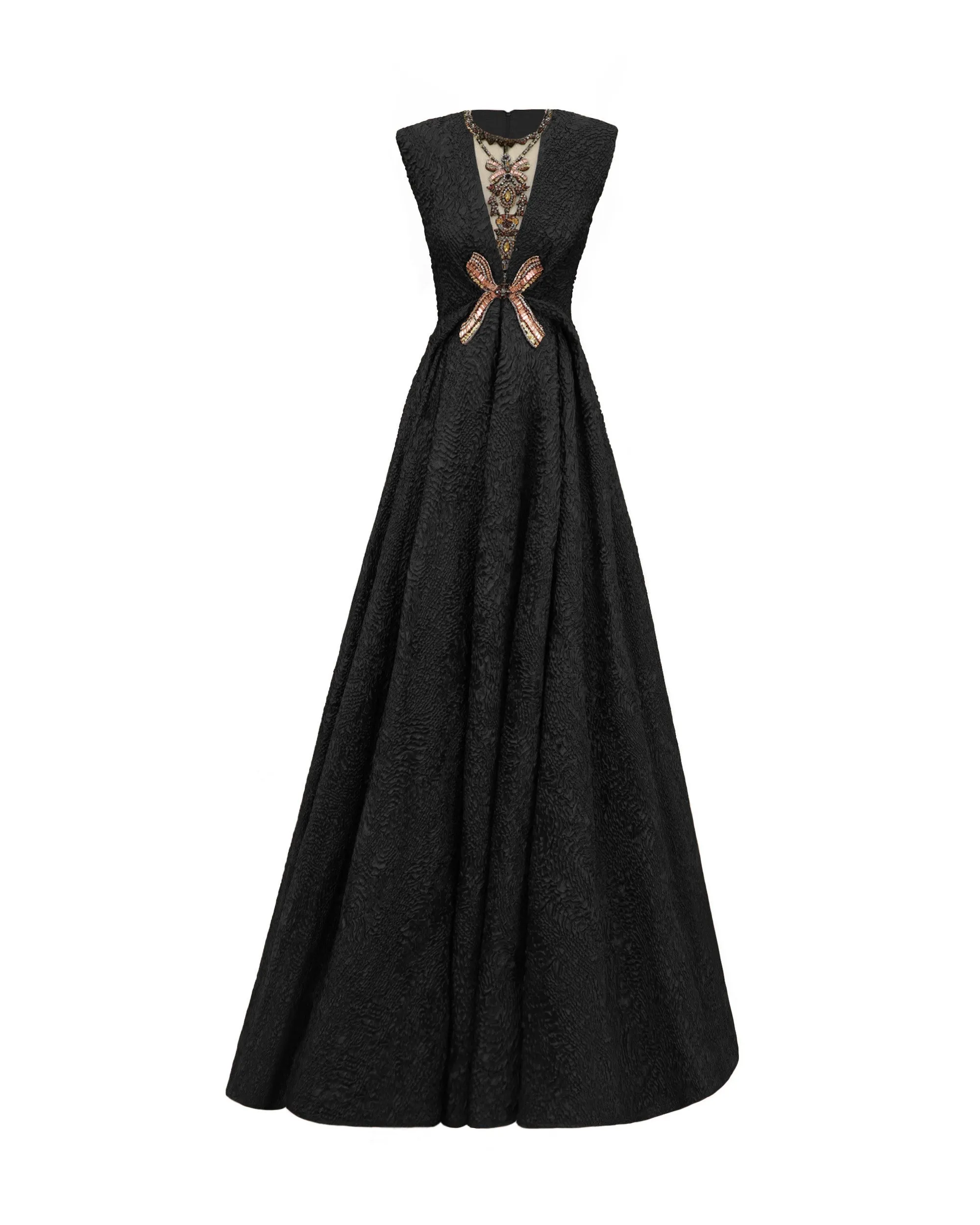 Structured Shoulder Black Dress