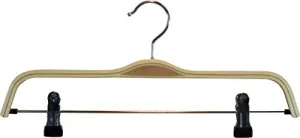 Stylish Laminate Wood Combo Hanger with Natural Finish and Vinyl Non-Slip Clips, Space Saving Flat Hanger with Chrome Swivel Hook (Set of 50) by The Great American Hanger Company