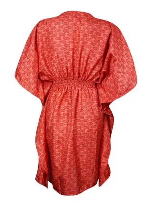 Summer Beach Kaftan Dress Rose Red Printed Resort Wear Caftan Dresses One size