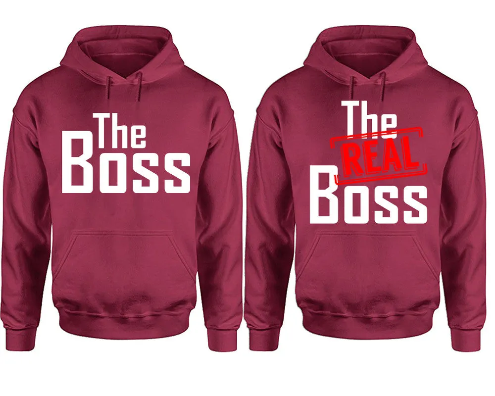The Boss & The Real Boss Couple Pullover Hoodies – Unisex Premium 4-Piece Set | Men’s & Women’s Designs Sold Separately